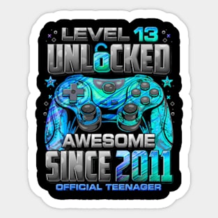 Level 13 Unlocked Awesome Since 2011 13th Birthday Gaming Sticker